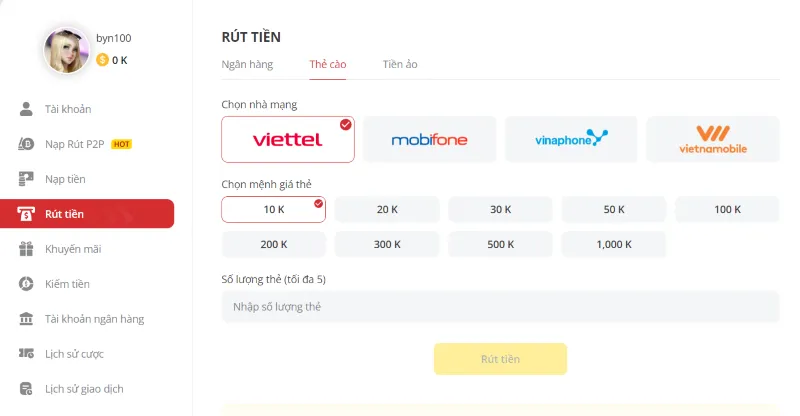 Rút tiền May88